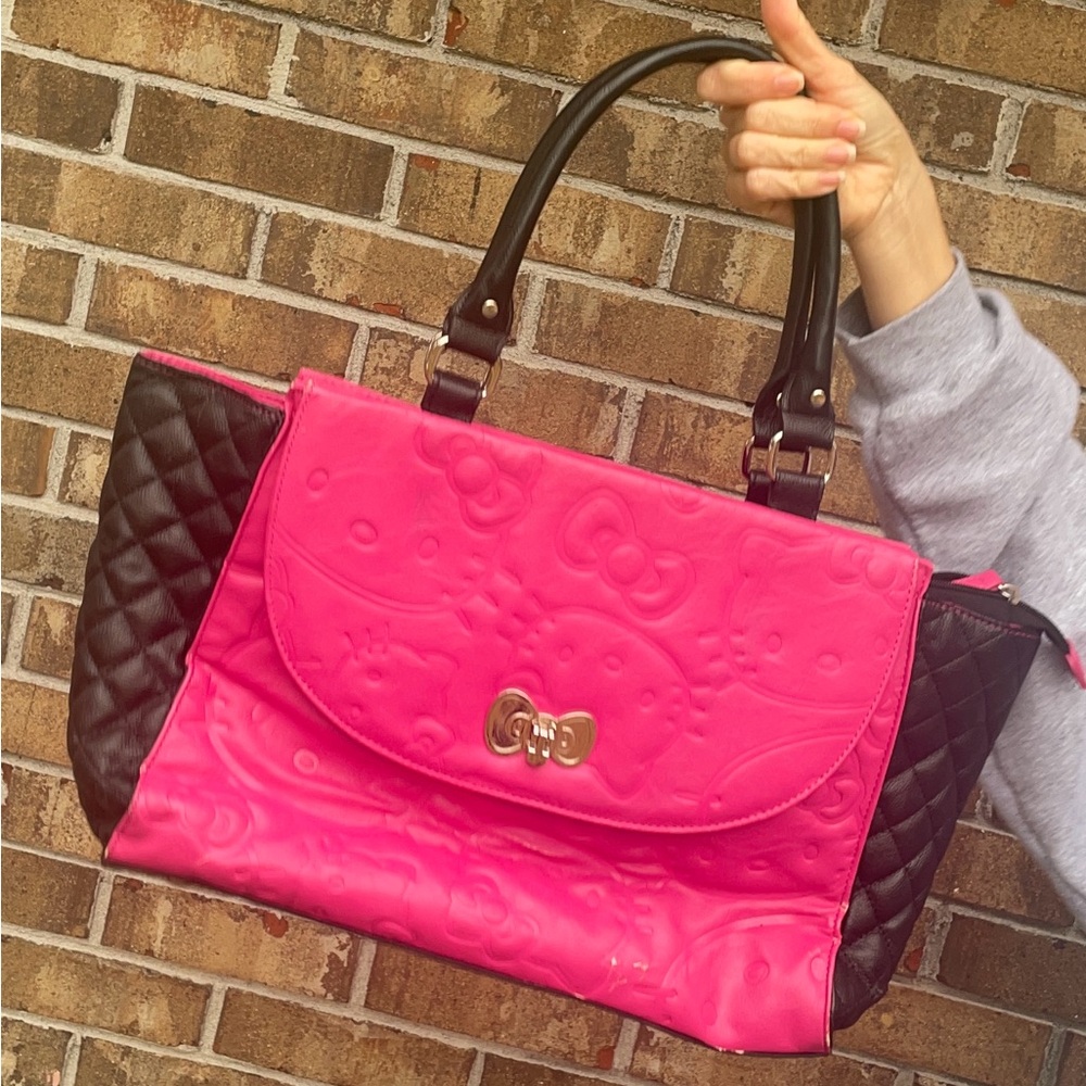 Hello Kitty Pink and Black Quilted Satchel